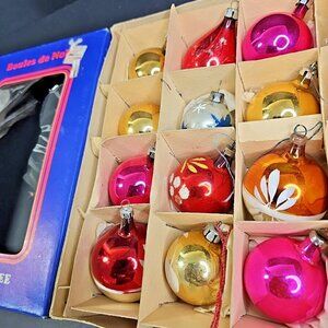 Vintage Christmas Ornaments 12pcs Various Types Glass Read